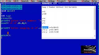 HOW TO CREATE SWAPPING TWO NUMBERS WITHOUT USING THIRD VARIABLE IN C [HINDI]