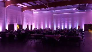 Duluth Armory with pink wedding lighting by Duluth Event Lighting.