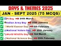 Important Days & Themes 2025 | National & International Days Current Affairs | GK 2025 Update
