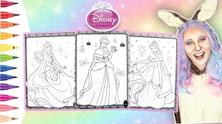 DISNEY PRINCESS Christmas Coloring Pages | Princess Aurora, Cinderella & Belle | Christmas in July