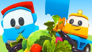 Грузовичок Лева - Мультики с песенками для детей. Учим овощи и фрукты с машинками и роботами!