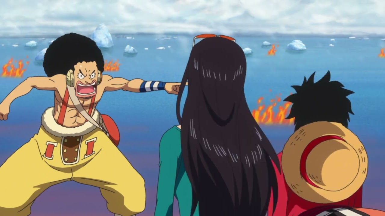 Usopp makes a banana boat to cross punk hazard - One piece episode 583 DUB
