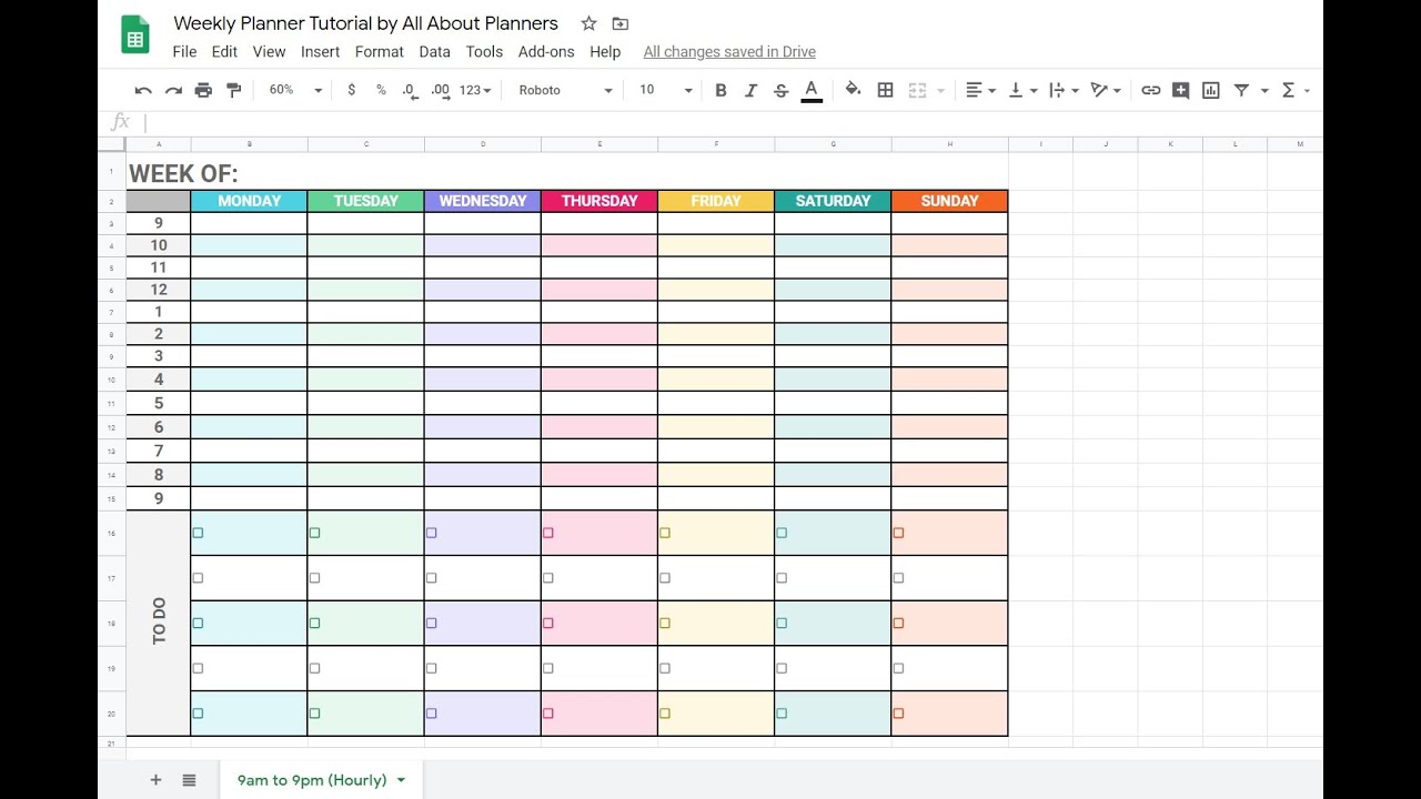 How To Make A Weekly Planner Printable Using Google Sheets free Online 