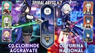 C0 CLORINDE IS ELECTRIFYING! Clorinde Aggravate Showcase | Spiral Abyss 4.7 Floor 12 - 9⭐