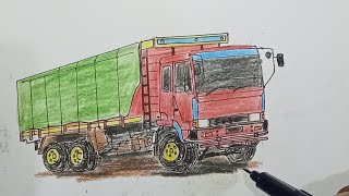 cara gambar mobil Fuso truk