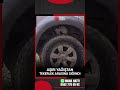 Aşırı yağıştan kaçarak komyonet lastiğinin üzerine saklanan sevimli kedi