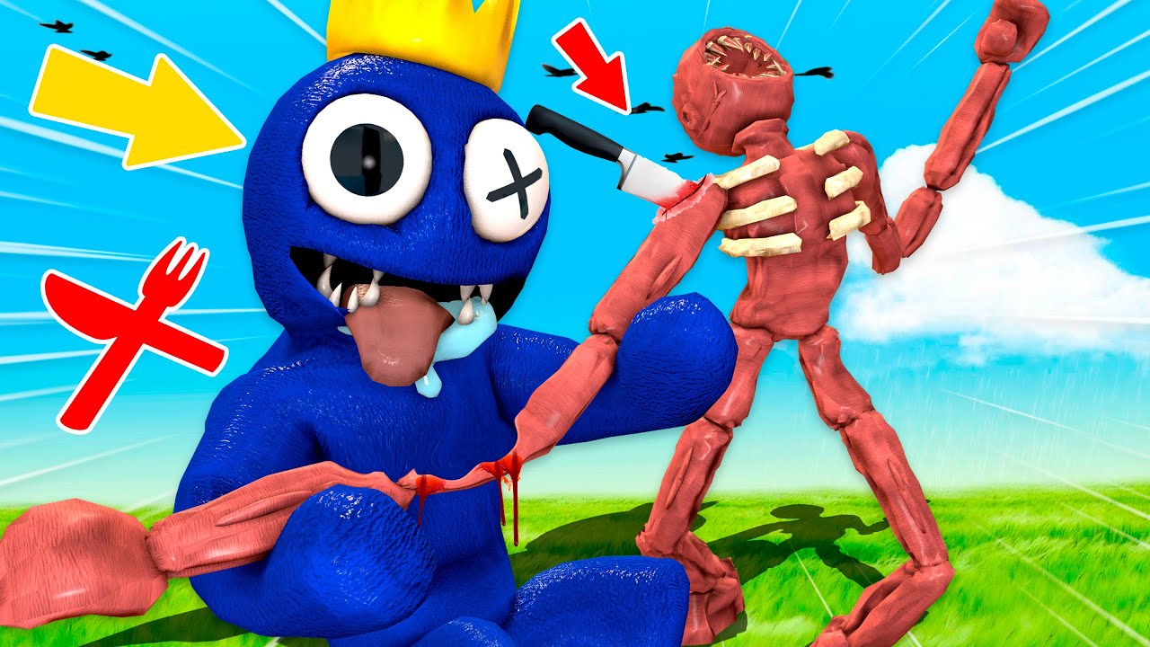 Rainbow Friends 🌈 DELICIOUS THE FIGURE 🤪 ROBLOX DOORS VS BLUE In Garry