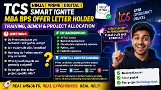 TCS Ninja Prime Digital Smart Ignite MBA BPS Offer Letter Holder Training, Bench, Project Allocation