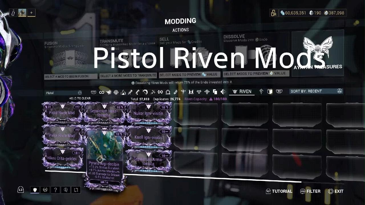 Warframe My Current Pistol Riven Mods