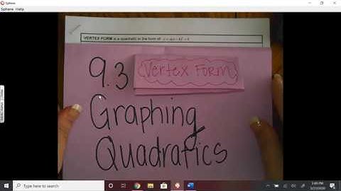9.4 #8 -12 Video Notes Graphing Quadratics in Vertex Form