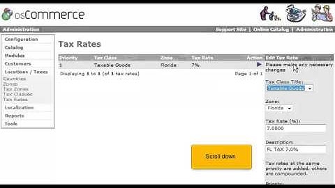 How to change tax rates in osCommerce