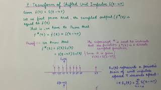 # Z transform of Shifted unit  Impulse #