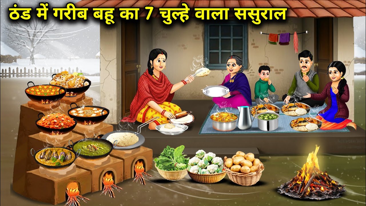 ठंड में बहू का 7 चूल्हे वाला ससुराल | Daughter-in-law's in-laws house with 7 stoves | Cartoon Video