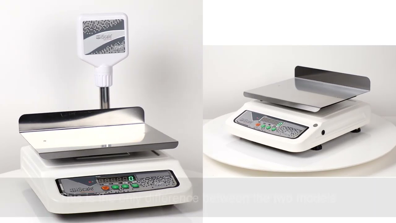 i-05L & i-06L Commercial Scales | 30kg x 1g | L-Shaped Stainless Steel Pan | iScale Retail Scale