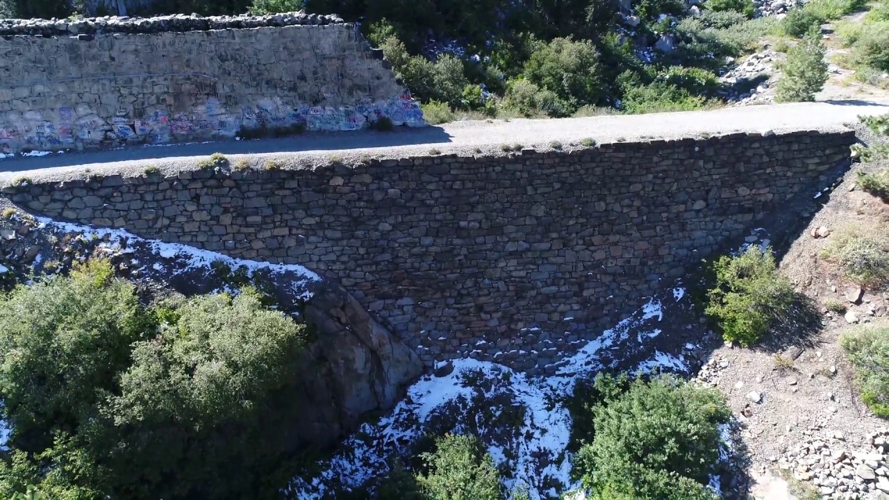 China Wall, near the memorial to Chinese laborers, CA 2017 - HD 4K drone video