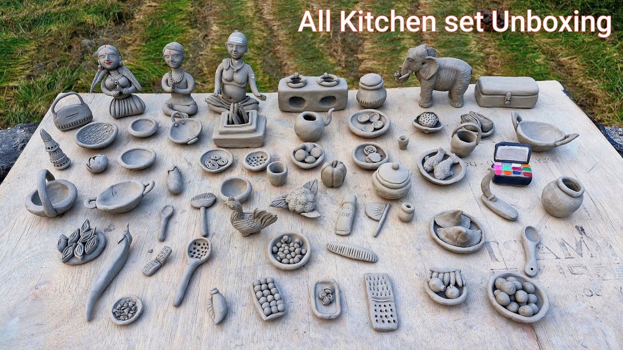 Распаковка мини-кухонного гарнитура своими руками☕️миниатюрный кухонный гарнитур с глиной🍝Распако...