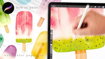 How to paint a watercolor popsicle in procreate 🍉 procreate tips and tricks for beginners