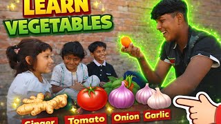 Learn Vegetables for Kids | Tomato, Onion, Garlic & Ginger Names 🍅🧄 Kids Learning