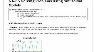 Solving Problems with Sinusoidal Functions (MCR3U)