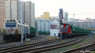 Trenes carboneros de Renfe Mercancías en la estación de A Coruña San Diego