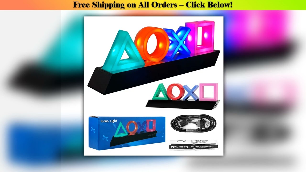 Game Icon Light For PS4 PS5 Music Light Voice Control LED Neon Lamp Atmosphere Decoration for Bar