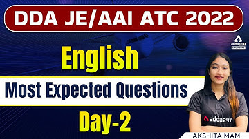 DDA JE/AAI ATC 2022 | English | Most Expected Questions #2