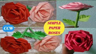 SIMPLE PAPER ROSES DIY | HOW TO MAKE PAPER ROSES EASY STEP BY STEP | REALISTIC PAPER ROSES TUTORIAL