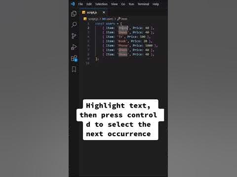 VS code tricks 09 edit all occurances at 1 time #vscode #shorts # ... image.