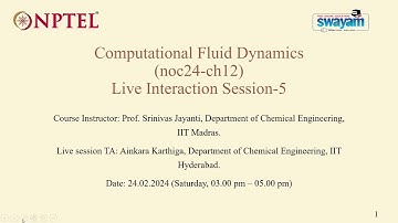 NPTEL-Computational Fluid Dynamics (Jan - 2024) Problem solving session Week-5