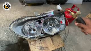 Headlight cleaning | young skilled worker | headlight restoration #headlightrestoration