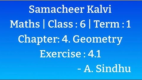 6th Maths Term 1 | Samacheer | Chapter 4 | Geometry | Exercise 4.1