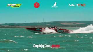 High action onboard powerboat race footage