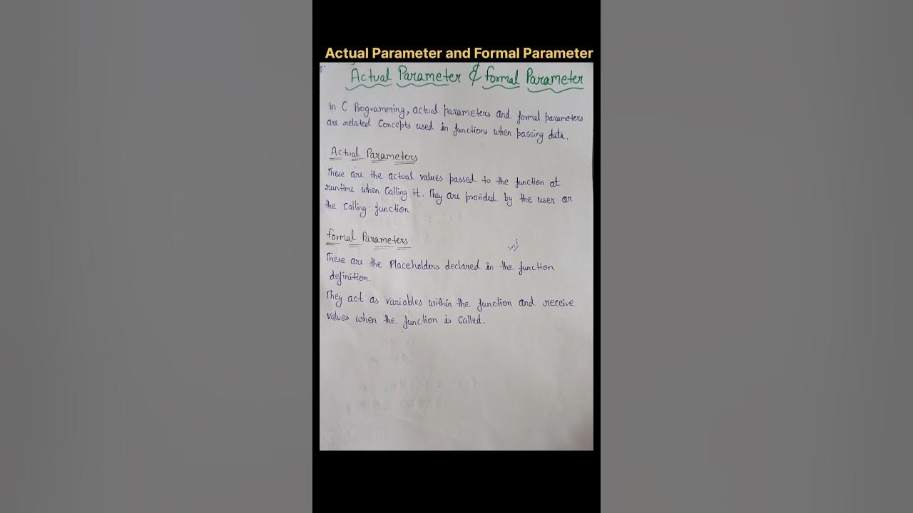 Actual Parameter and Formal Parameter #actualparameter#formalparameter ...