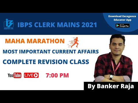 LIVE🔴7:00 PM-CURRENT AFFAIRS MARATHON | IBPS CLERK MAINS SPECIAL | BY BANKER RAJA