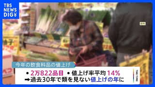 過去30年類を見ない値上げの年　来年も値上げラッシュ　すでに値上げ食品は7000品目　1.5倍超のペース｜TBS NEWS DIG