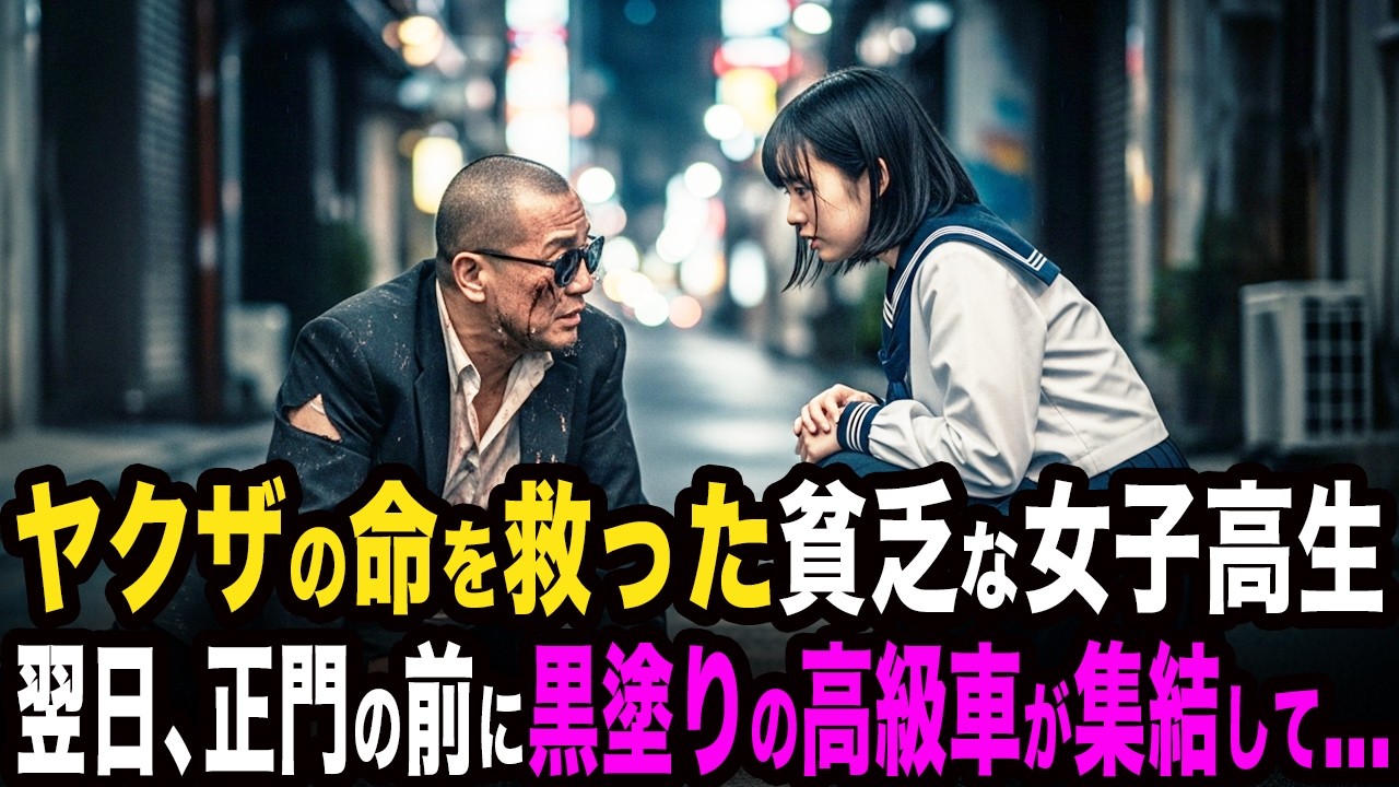 ヤクザの命を救った貧乏な女子高生。翌日、正門の前に黒塗りの高級車が集結して...