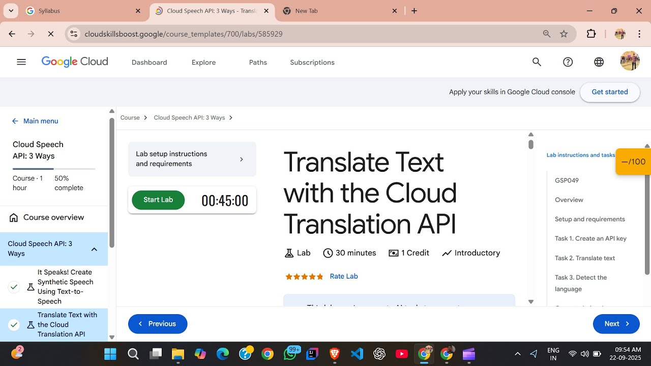Translate Text with the Cloud Translation API #GSP049 #googlearcade ...