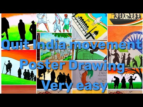 Quit India movement day poster drawing step by step | How to draw quit India movement day drawing