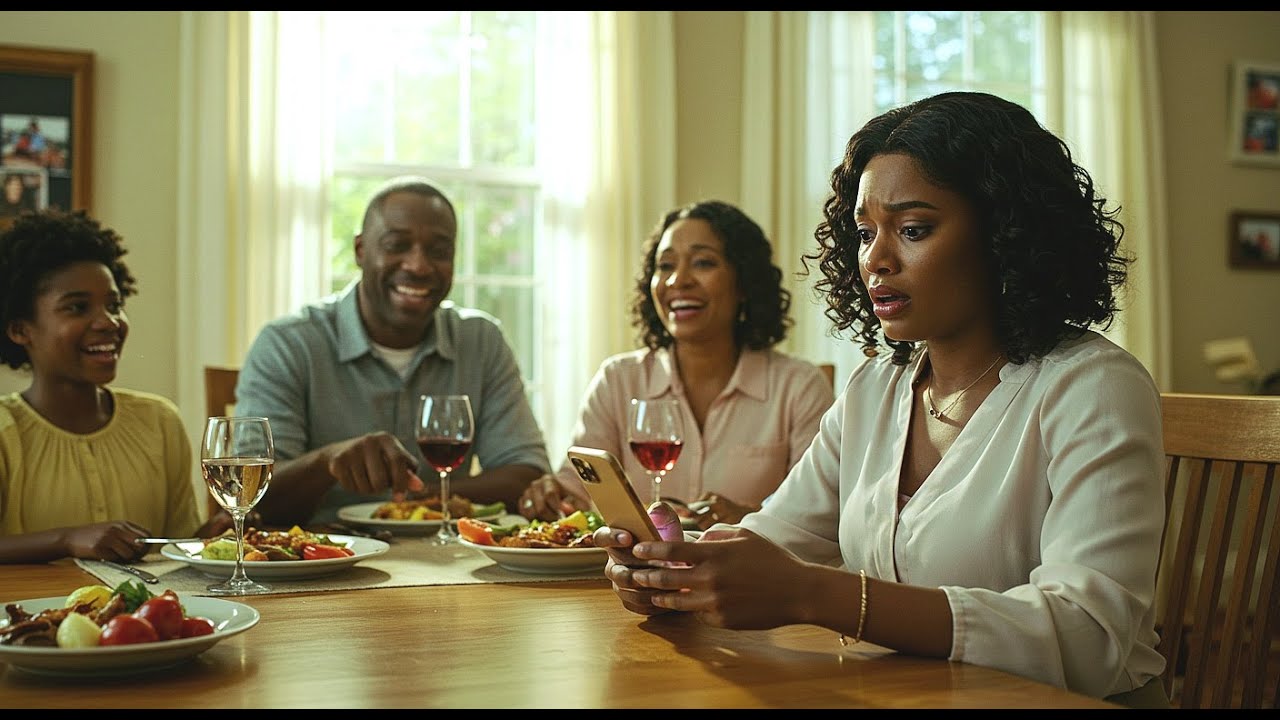 during dinner with her parents,she got a text: GET UP AND LEAVE. Don't say anything to your parents