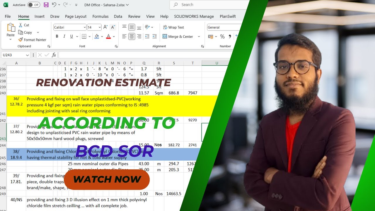 estimate for renovation as per BCD sor 2022