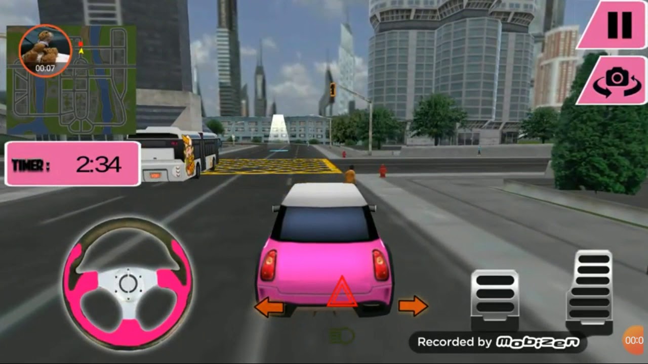 Dirigindo jogo de carro de menina rosa - YouTube
