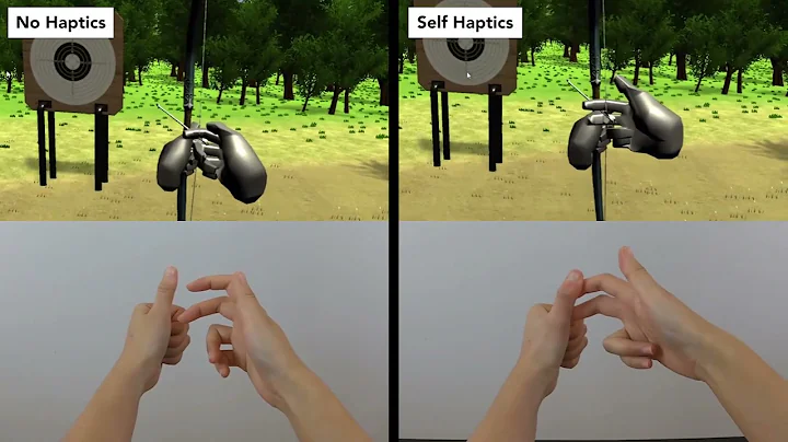 Retargeted Self-Haptics for Increased Immersion in VR without Hand Instrumentation