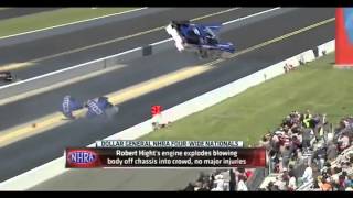 Body Of Funny Car Flies Into The Stands
