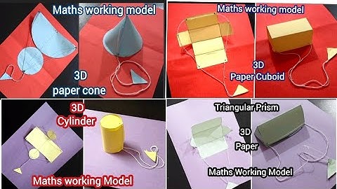 3D Paper Shapes pull up Maths Working Model | Paper cone ,Cylinder,Cuboid,Triangular Prism Model 