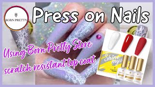 @BornPrettyBPS scratch Resistant super shiney top coat review/ Press on Nails /reflective glitter gel