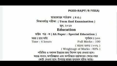 NSOU PG PGED 8A  2018 Previous year question paper Netaji Subhas Open University