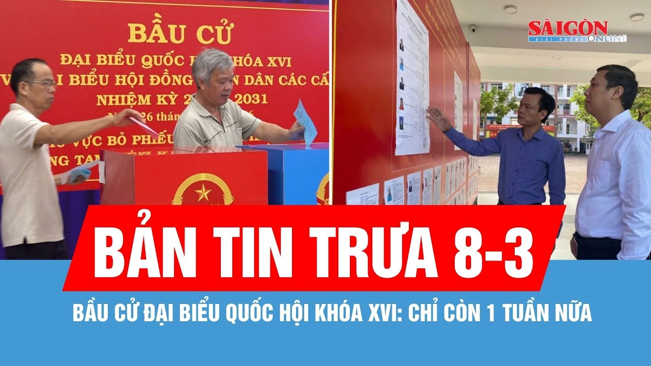 Bản tin trưa 8-3: Bầu cử đại biểu Quốc hội khóa XVI: Chỉ còn 1 tuần nữa