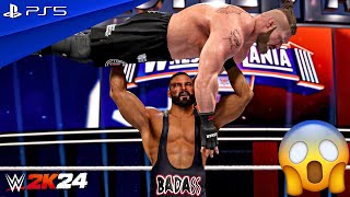 WWE 2K24 - Bron Breakker vs. Brock Lesnar - Full Fight at WrestleMania | PS5™ [4K60]