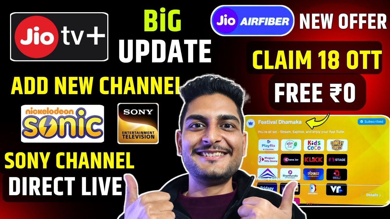 Новое предложение Jio AirFiber | 18 Ott бесплатно всего за ₹0 | Jio Tv Plus Добавить новый канал ...