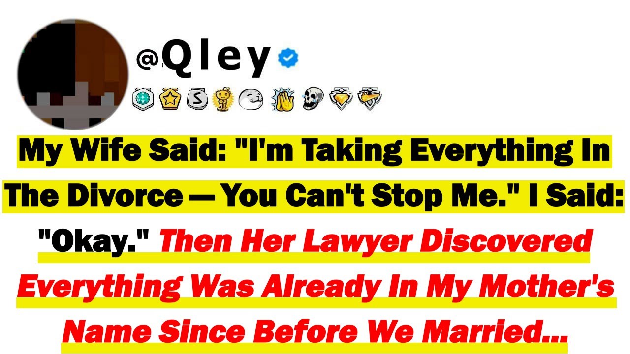 My Wife Said "I'm Taking Everything In The Divorce—You Can't Stop Me" I Said "Okay" Then Her Lawyer
